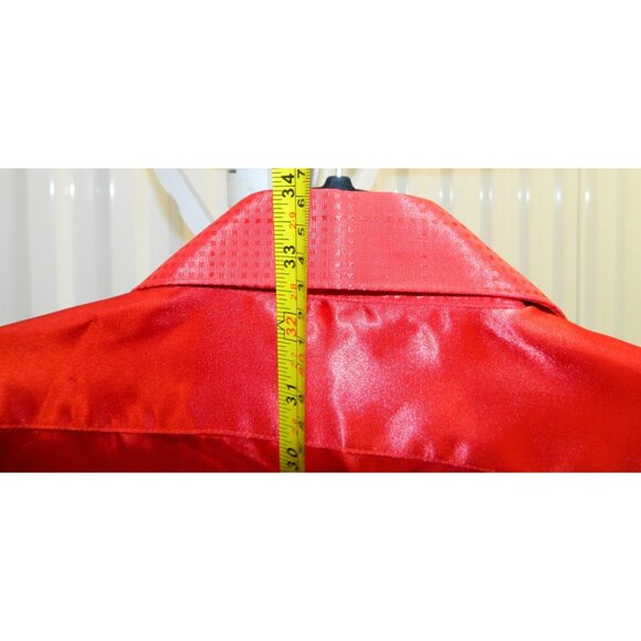 Stacy Adams Mens Red Satin Long-Sleeve Dress Shirt 16.5 38/37 Shiny Flashy - Picture 8 of 14